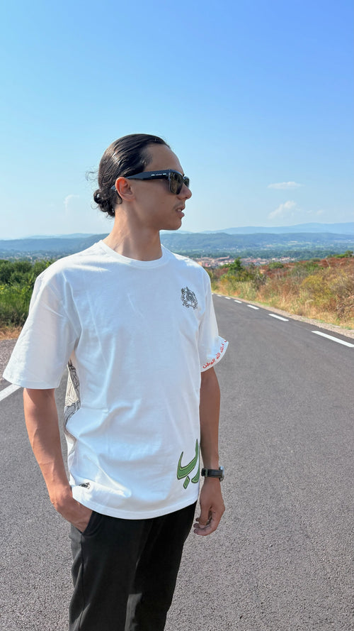 T-shirt Blanc "المغرب" – Design Marocain